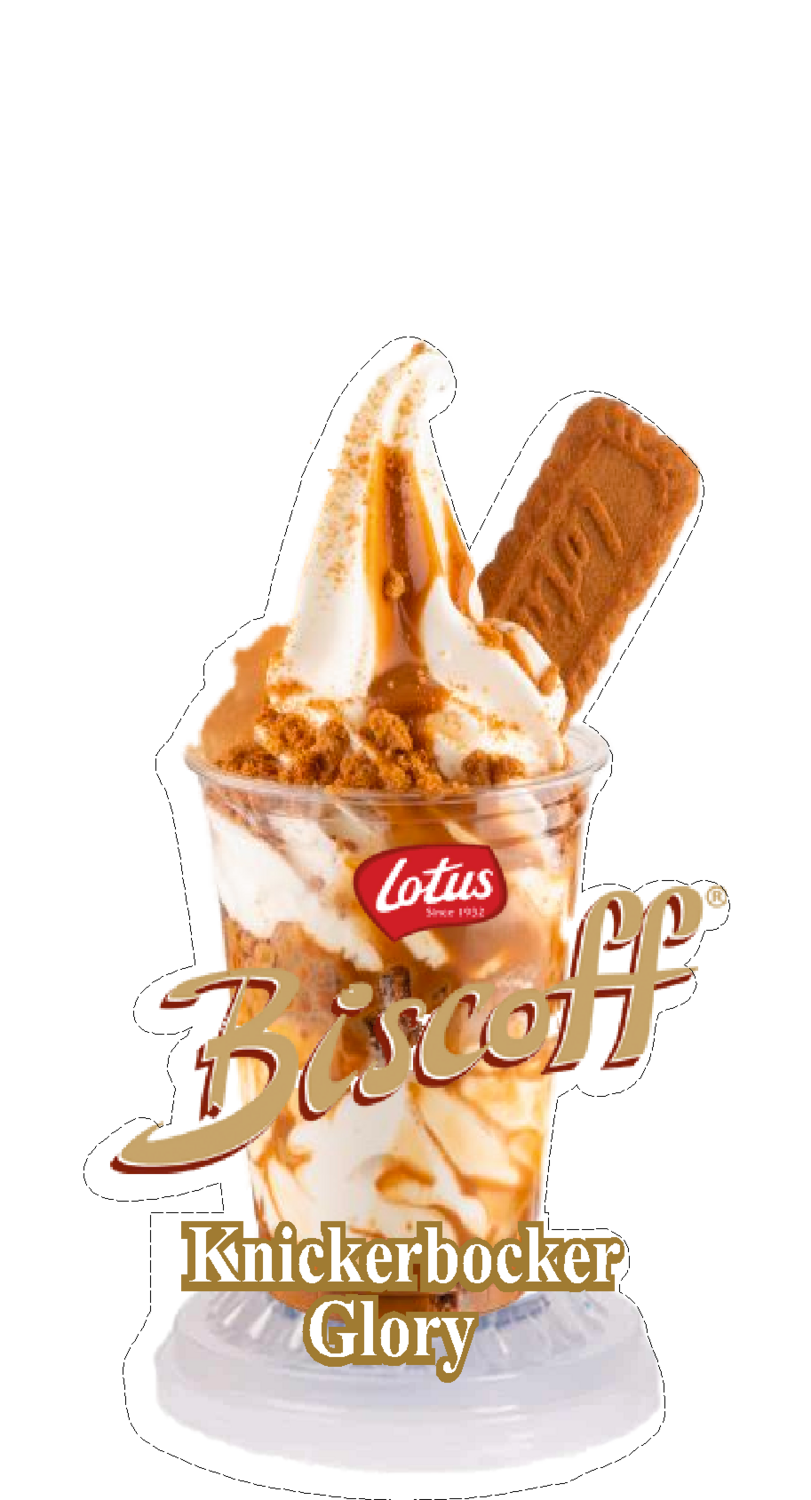 whippy soft ice cream Biscoff Knickerbockerglory   with biscuit  Vinyl Printed Sticker