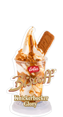 whippy soft ice cream Biscoff Knickerbockerglory   with biscuit  Vinyl Printed Sticker