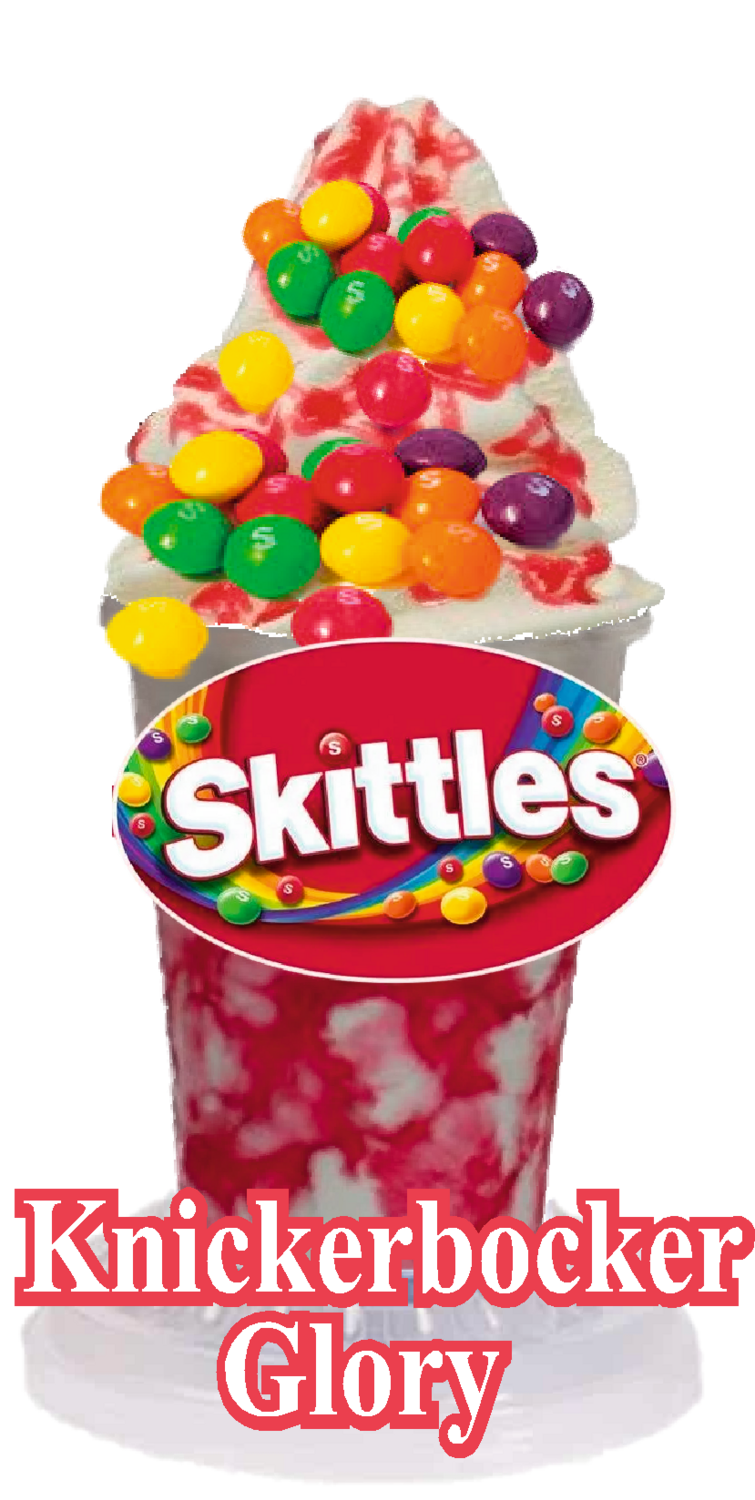 whippy soft ice cream Skittles sundae/knickerbockerVinyl Printed Sticker 