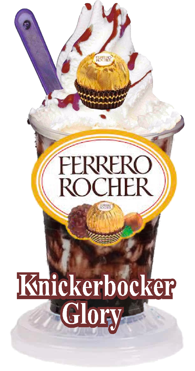 whippy soft ice cream Kinder ferrero rocher Knickerbockerglory  Vinyl Printed Sticker 