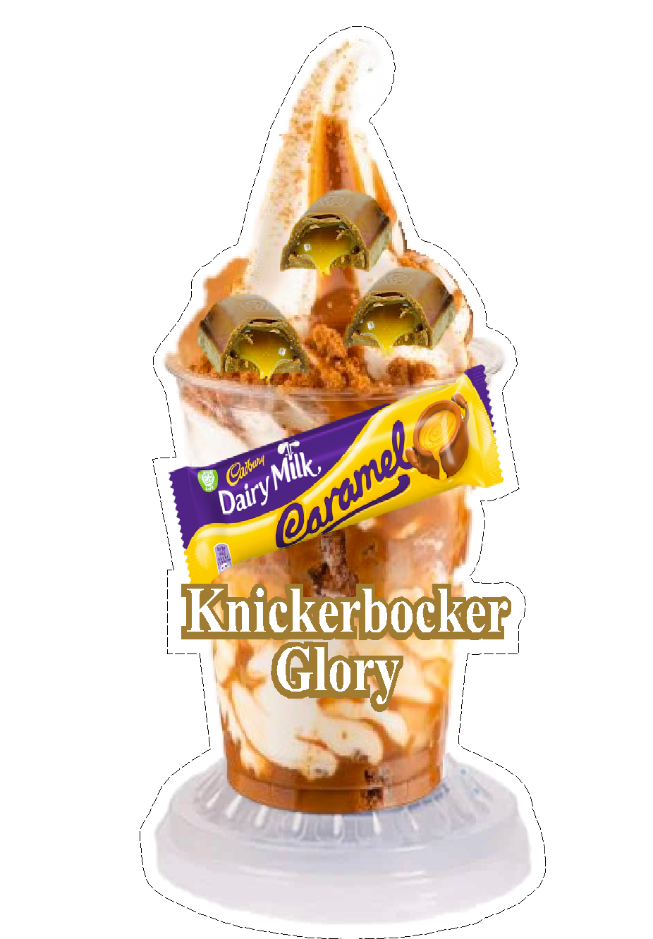 whippy soft ice cream cadbury caramel sundae/knickerbocker Vinyl Printed Sticker