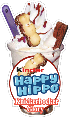 whippy soft ice cream  kinder happy hippo  Knickerbockerglory  