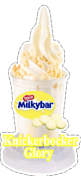 whippy soft ice cream white chocolate milkybar 
  ice cream sundae/knickerbocker glory  without flake
Vinyl Printed Sticker