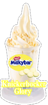 whippy soft ice cream white chocolate milkybar 
  ice cream sundae/knickerbocker glory  without flake
Vinyl Printed Sticker