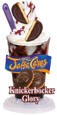 whippy soft ice cream jaffa cakes 
  ice cream sundae/knickerbocker glory  without flake
Vinyl Printed Sticker