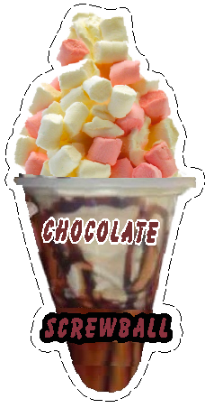 whippy soft ice cream Chocolate Marshmallow Screwball Vinyl Printed Sticker 