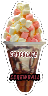 whippy soft ice cream Chocolate Marshmallow Screwball Vinyl Printed Sticker 