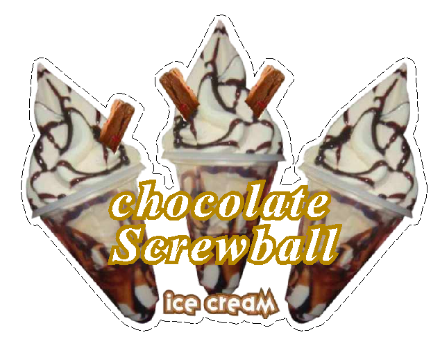 whippy soft ice cream Chocolate Screwball  trio Vinyl Printed Sticker