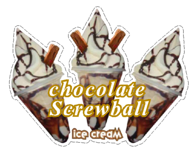 whippy soft ice cream Chocolate Screwball  trio Vinyl Printed Sticker
