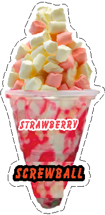 whippy soft ice cream Strawberry  Marshmallow Screwball Vinyl Printed Sticker 