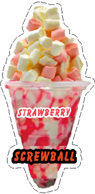 whippy soft ice cream Strawberry  Marshmallow Screwball Vinyl Printed Sticker 
