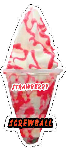 whippy soft ice cream Strawberry  Screwball Vinyl Printed Sticker 