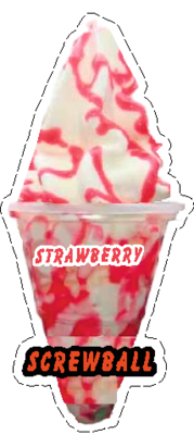 whippy soft ice cream Strawberry  Screwball Vinyl Printed Sticker 