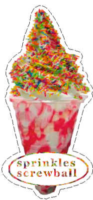 whippy soft ice cream Sprinkles Screwball Vinyl Printed Sticker 