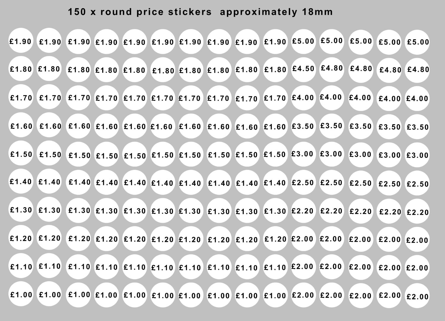 150 x Assorted Colours price Ice Cream sticker