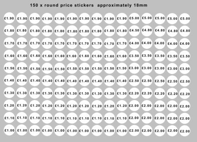 150 x Assorted Colours price Ice Cream sticker