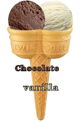 Hard Scooped Chocolate And Vanilla Ice Cream Twin Cone 