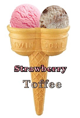Hard Scooped  toffee  And  strawberry Ice Cream Twin Cone