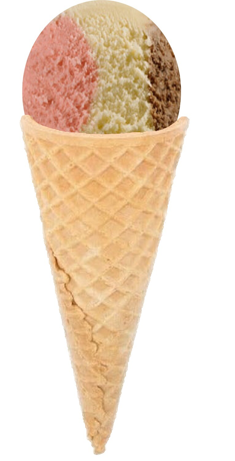 Hard Scooped  Neapolitan  ice Cream  twist  Cone