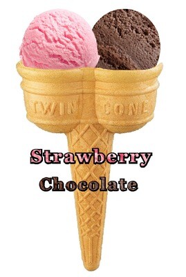 Hard Scooped Chocolate And  strawberry Ice Cream Twin Cone
