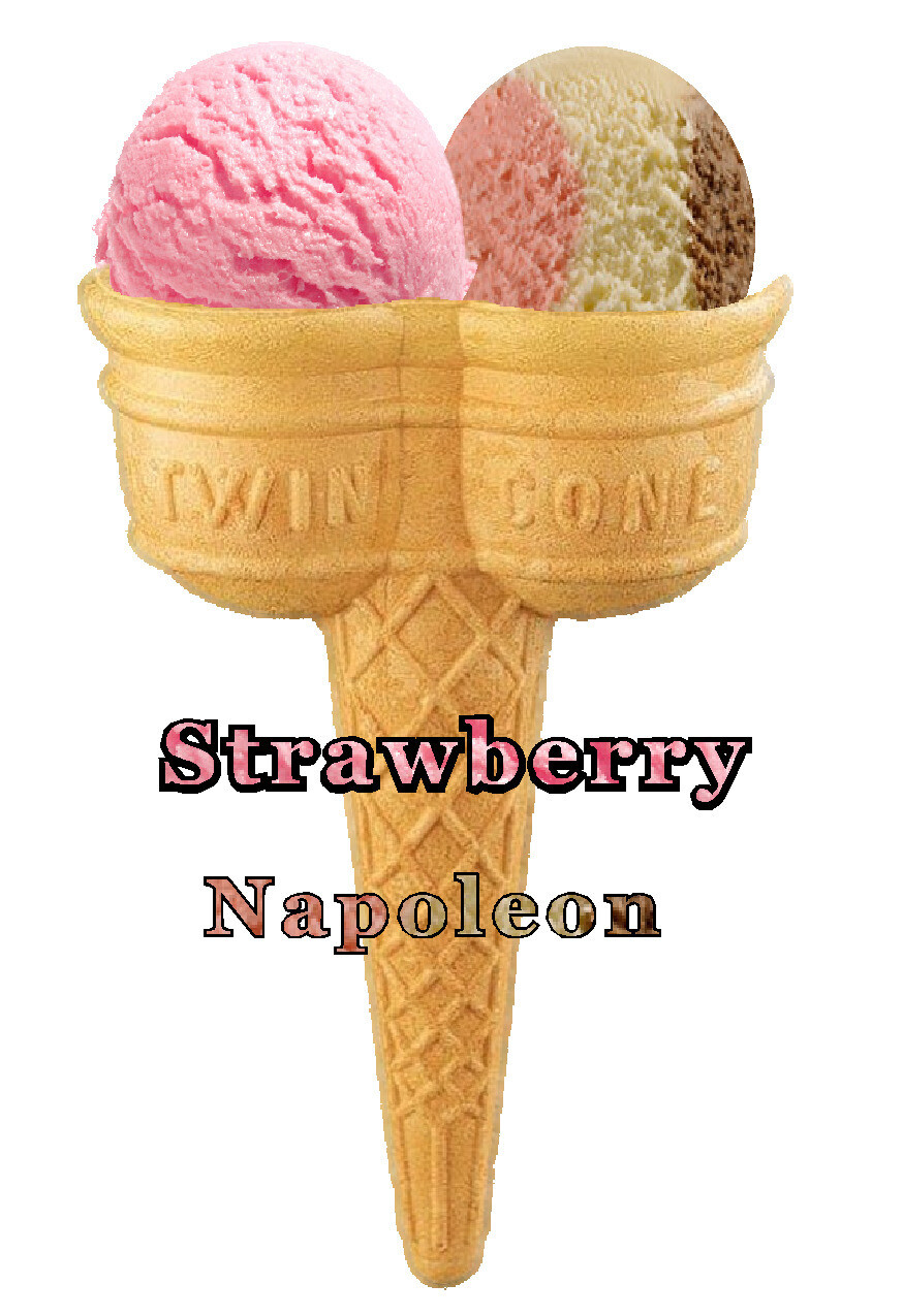 Hard Scooped Neapolitan  And  strawberry Ice Cream Twin Cone