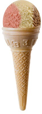 Hard Scooped Neapolitan  Ice Cream Single Cone
