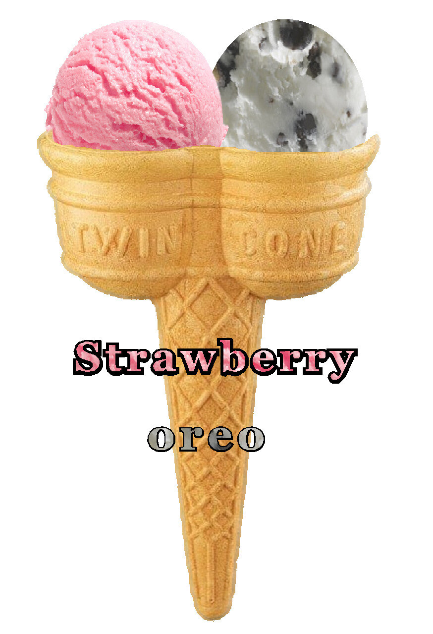 Hard Scooped  mint   And  strawberry Ice Cream Twin Cone