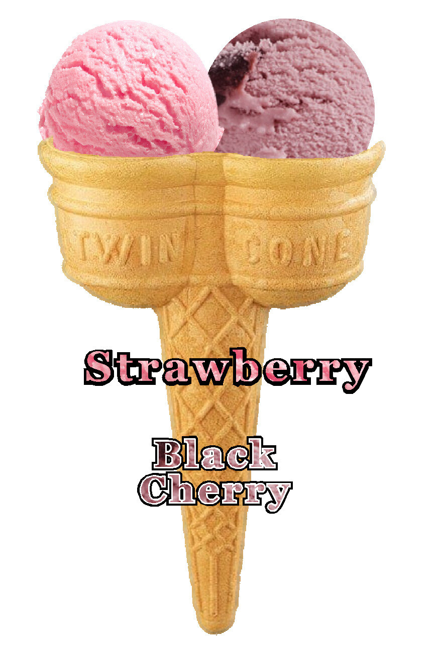 Hard Scooped blackcherry And  strawberry Ice Cream Twin Cone