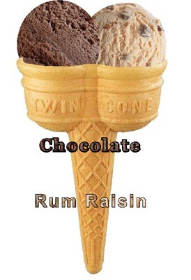 Hard Scooped Chocolate And rum and raisin  Ice Cream Twin Cone