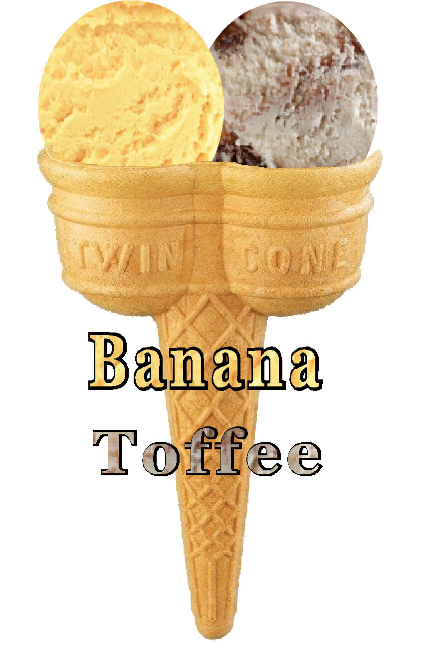 Hard Scooped  banana  and toffee

Ice Cream Twin Cone
