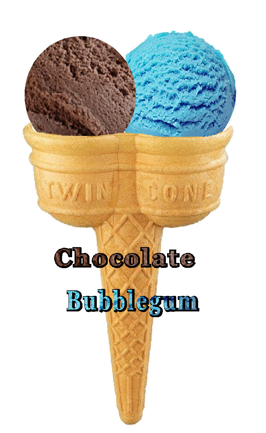 Hard Scooped  chocolate  &amp; bubblegum  Ice Cream Twin Cone