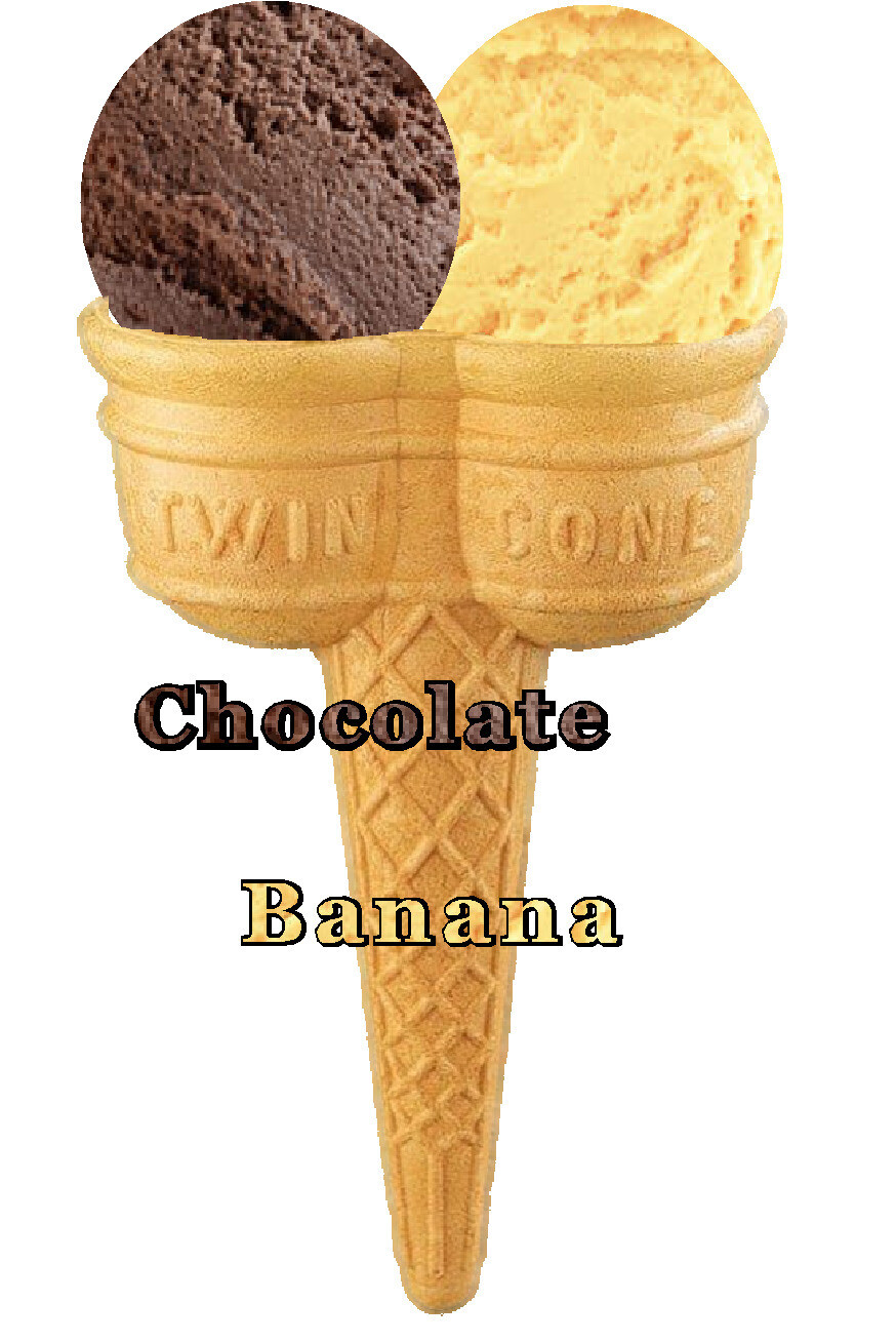Hard Scooped  chocolate &amp; banana    Ice Cream Twin Cone