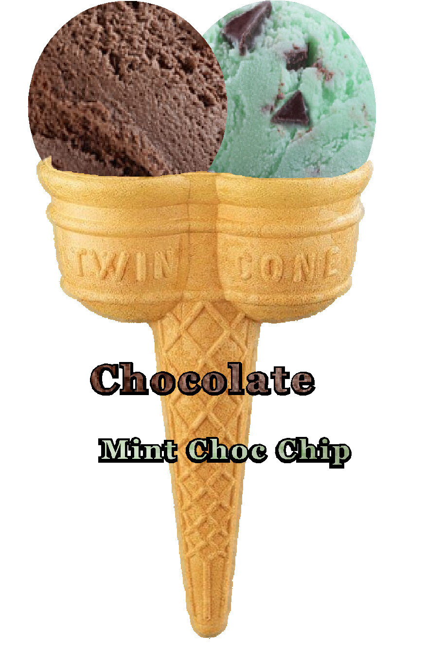 Hard Scooped Chocolate And   mint  Ice Cream Twin Cone