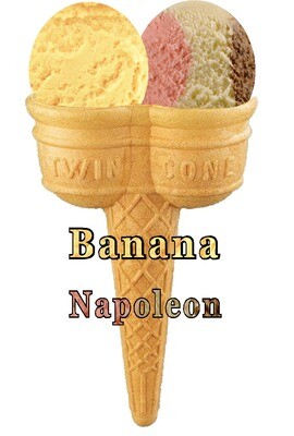 Hard Scooped  banana  and napoleon 
Ice Cream Twin Cone