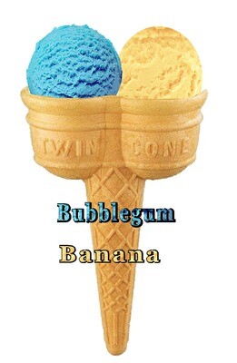 Hard Scooped bubblegum  and  banana Ice Cream Twin Cone