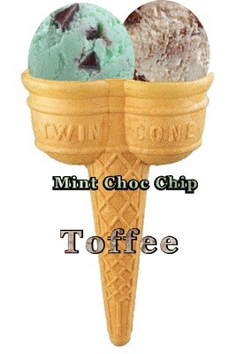 Hard Scooped mint and toffee Ice Cream Twin Cone