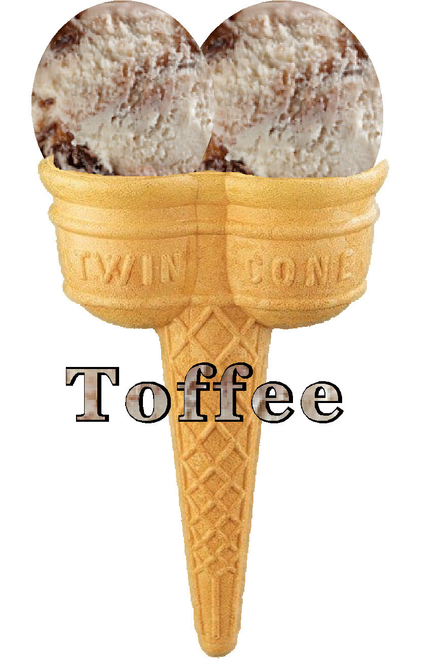 Hard Scooped  double toffee 

Ice Cream Twin Cone