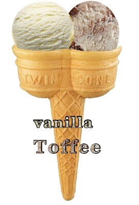 Hard Scooped  vanilla  and  toffee 
Ice Cream Twin Cone