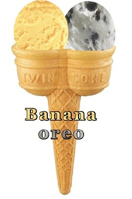 Hard Scooped  banana  and oreo

Ice Cream Twin Cone