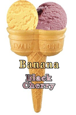Hard Scooped  banana  and black cherry 

Ice Cream Twin Cone