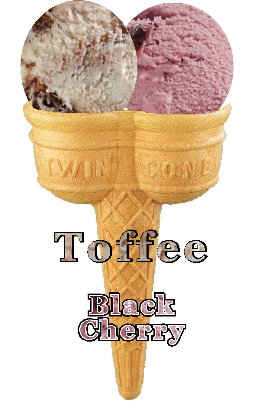 Hard Scooped  toffee and black cherry

Ice Cream Twin Cone