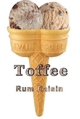 Hard Scooped  toffee and rum and raisin 

Ice Cream Twin Cone