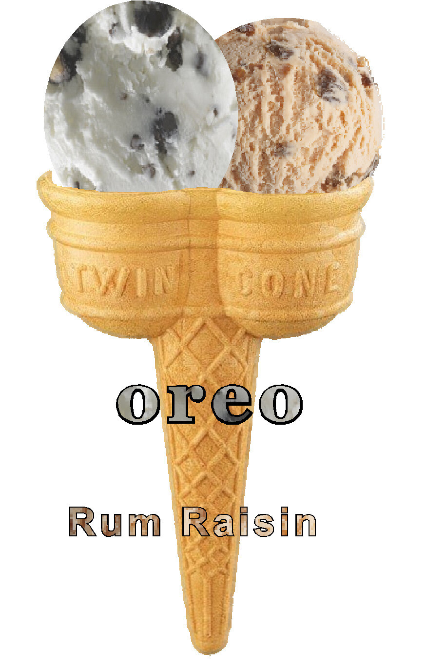 Hard Scooped double oreo and toffee 

Ice Cream Twin Cone