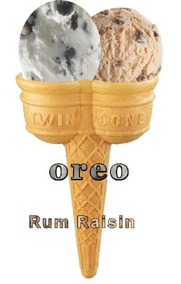 Hard Scooped double oreo and toffee 

Ice Cream Twin Cone