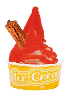 red sherbet  with  flake  whippy tub