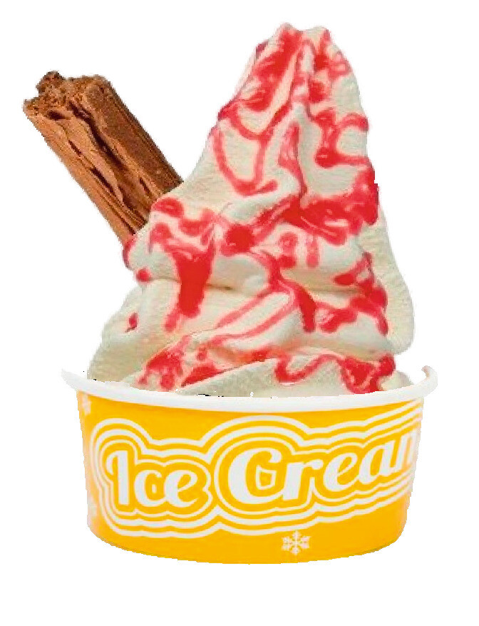 strawberry juice  with  flake  whippy tub