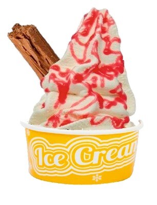 strawberry juice  with  flake  whippy tub