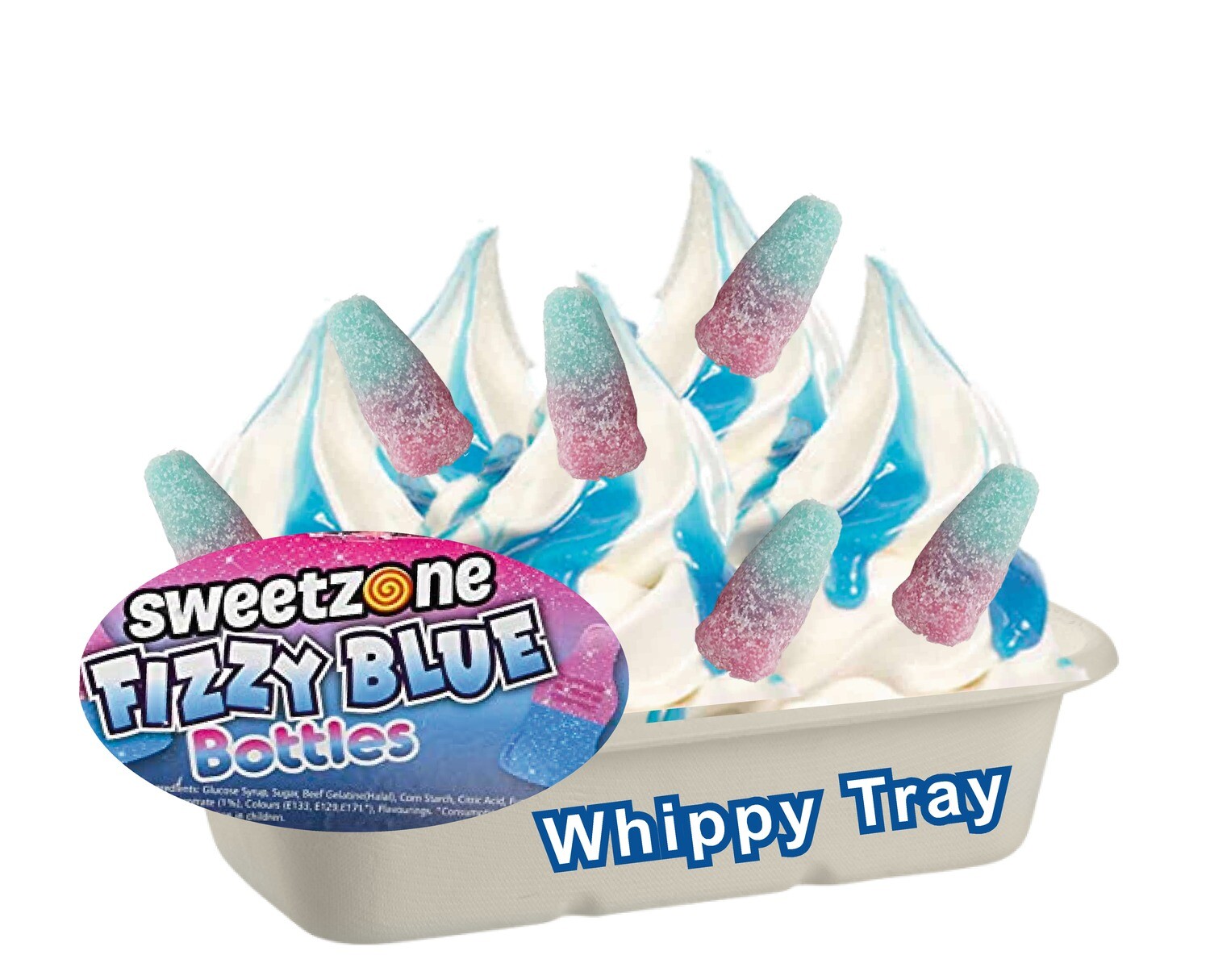 whippy soft ice cream tray fizzy blue bottle