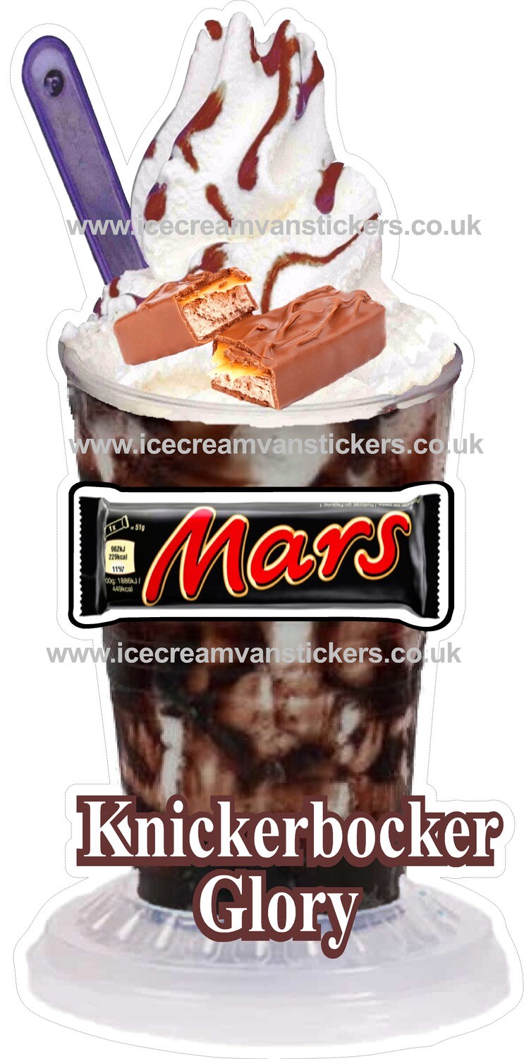 whippy soft ice cream  mars  Knickerbockerglory   Vinyl Printed Sticker