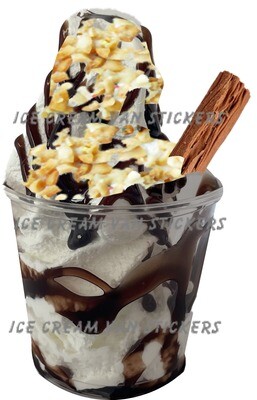 chocolate and nuts  with  flake clear  whippy tub